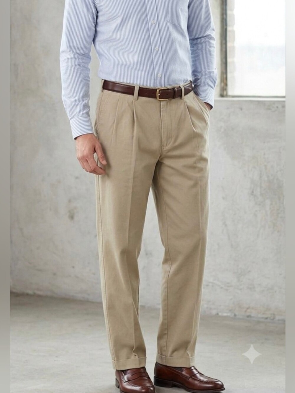 Chaps Mens Khaki Pants Size 38 X 30 Tan Jeans 38x30 Dress Staight Chinos Casual